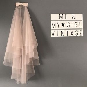 Pale Pink Cascading Wedding Veil